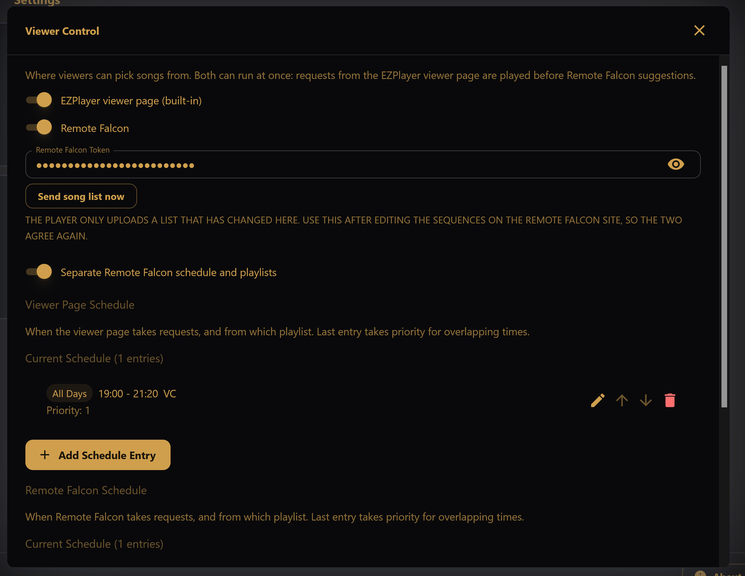 Viewer Control settings