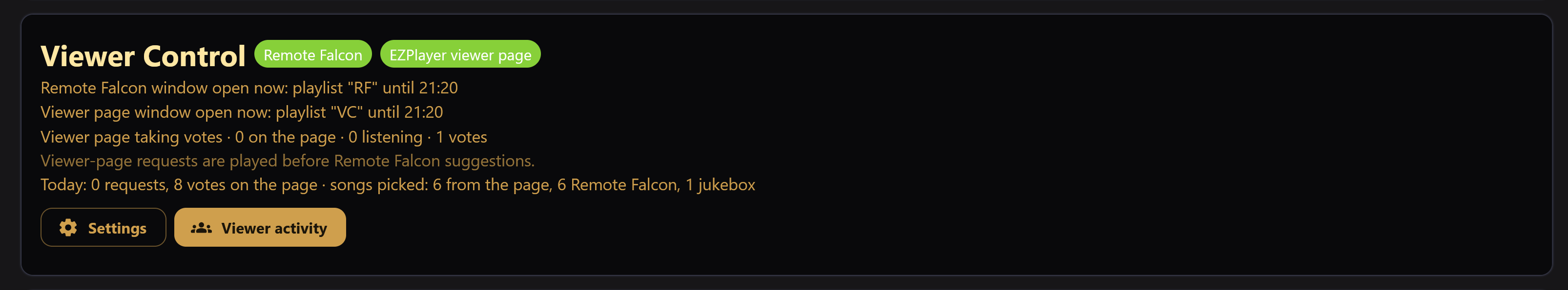 Viewer Control card